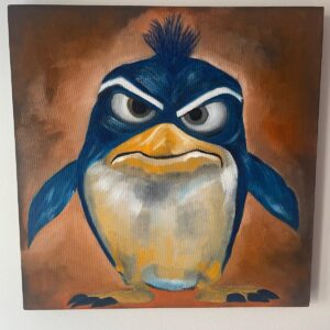 El Yapımı Yağlı Boya Penguen Tablosu | 40x40 cm